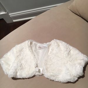 Girls Faux Fur Ivory Bolero